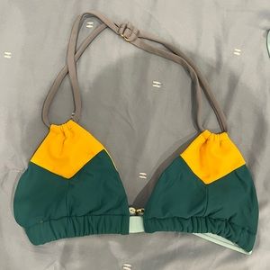 Montce swim color block halter top.